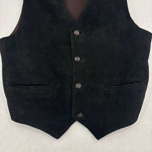 Wilsons Leather Vest Mens XL Black Suede Button Up Adjustable Back Strap Western - Picture 6 of 12